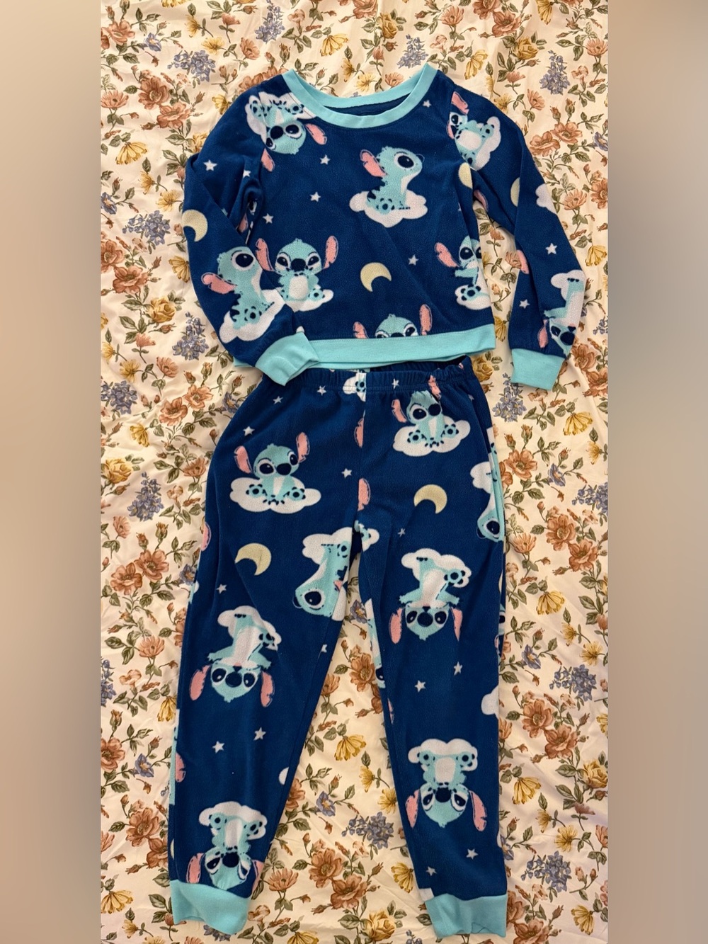 Kids Disney Stitch Print Fleece Pajama Set